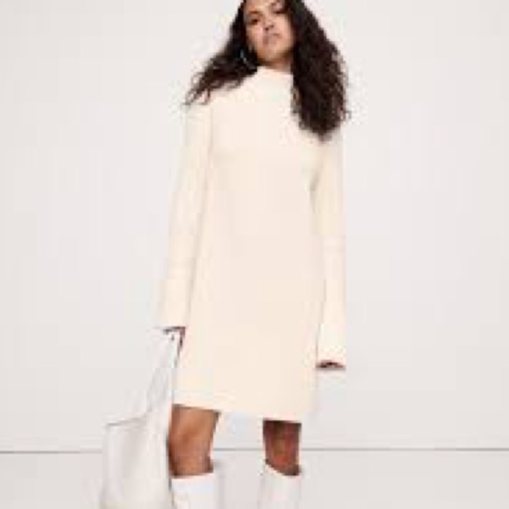 Banana Republic merino wool cream lightweight midi sweater dress size Large